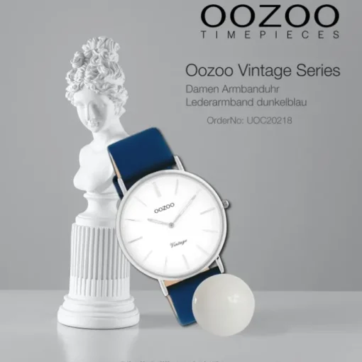 Oozoo Damen Armbanduhr Vintage C20218 Analog Leder dunkelblau UOC20218