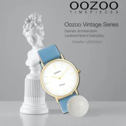 Oozoo Damen Armbanduhr Vintage C20224 Analog Leder babyblau UOC20224