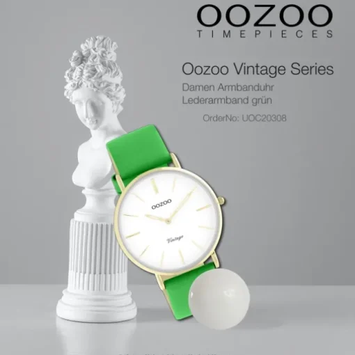 Oozoo Damen Armbanduhr Vintage Series C20308 Analog Leder grün UOC20308