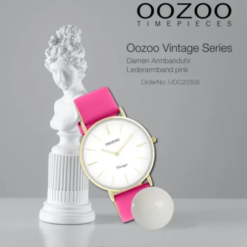 Oozoo Damen Armbanduhr Vintage Series C20309 Analog Leder pink UOC20309