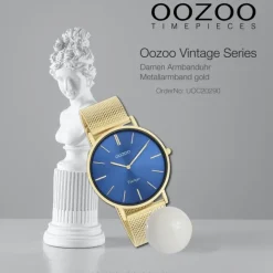 Oozoo Damen Armbanduhr Vintage Series Analog Metall Mesh gold UOC20290