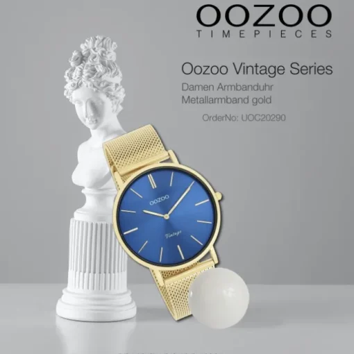Oozoo Damen Armbanduhr Vintage Series Analog Metall Mesh gold UOC20290