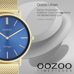 Oozoo Damen Armbanduhr Vintage Series Analog Metall Mesh gold UOC20291