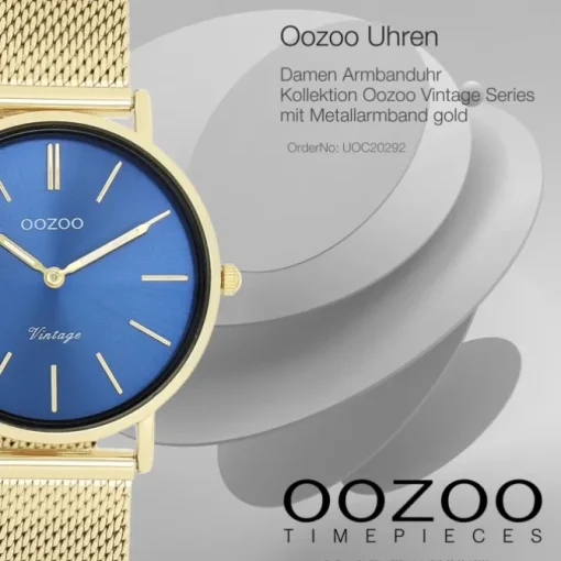 Oozoo Damen Armbanduhr Vintage Series Analog Metall Mesh gold UOC20292