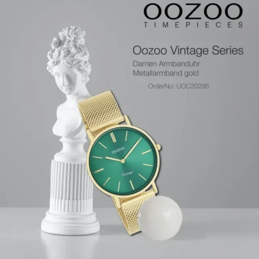 Oozoo Damen Armbanduhr Vintage Series Analog Metall Mesh gold UOC20295