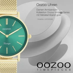 Oozoo Damen Armbanduhr Vintage Series Analog Metall Mesh gold UOC20296