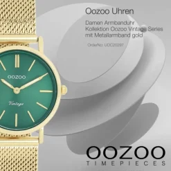 Oozoo Damen Armbanduhr Vintage Series Analog Metall Mesh gold UOC20297