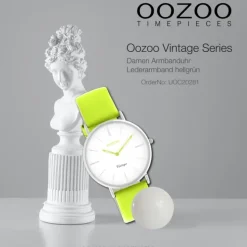 Oozoo Damen Armbanduhr Vintage Series Analog Leder hellgrün UOC20281