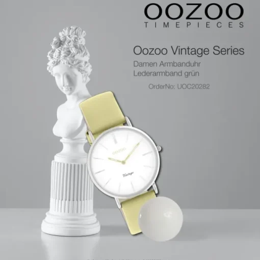 Oozoo Damen Armbanduhr Vintage Series Analog Leder grün UOC20282
