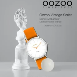 Oozoo Damen Armbanduhr Vintage Series Analog Leder orange UOC20283