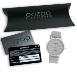 Oozoo Damen Armbanduhr Vintage Series Analog Leder silber UOC20160
