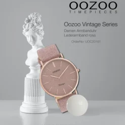 Oozoo Damen Armbanduhr Vintage Series Analog Leder rosa UOC20161