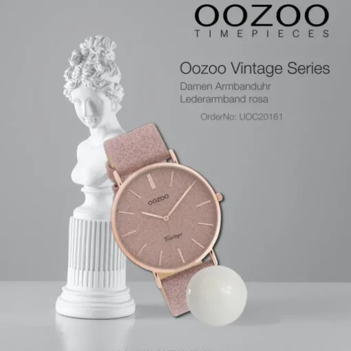 Oozoo Damen Armbanduhr Vintage Series Analog Leder rosa UOC20161