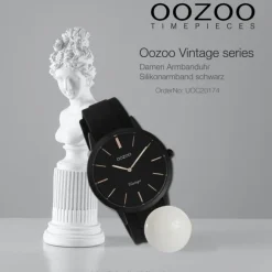Oozoo Damen Armbanduhr Vintage Series Analog Silikon schwarz UOC20174