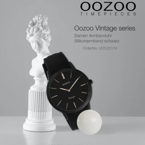 Oozoo Damen Armbanduhr Vintage Series Analog Silikon schwarz UOC20174