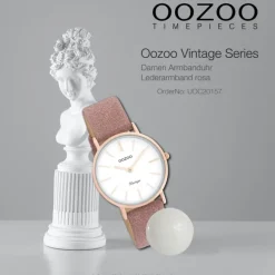 Oozoo Damen Armbanduhr Vintage C20157 Analog Leder rosa UOC20157