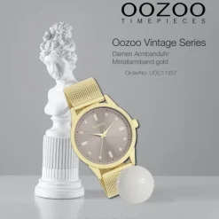Oozoo Damen Armbanduhr Vintage Series Analog Metall gold UOC11357