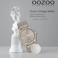 Oozoo Damen Armbanduhr Vintage Series Analog Metall taupe braun UOC11358