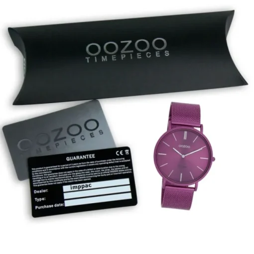 Oozoo Damen Armbanduhr Vintage Analog Edelstahl lila UOC20332