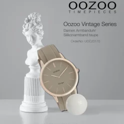 Oozoo Damen Armbanduhr Vintage Series Analog Silikon taupe grau UOC20170