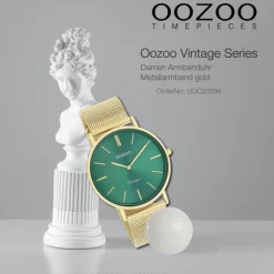 Oozoo Damen Armbanduhr Vintage Series Analog Metall Mesh gold UOC20294