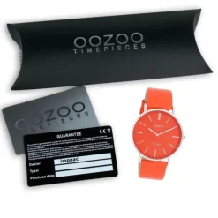 Oozoo Damen Armbanduhr Vintage Analog Leder rot orange UOC20320