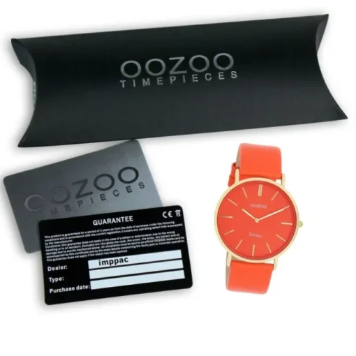 Oozoo Damen Armbanduhr Vintage Analog Leder rot orange UOC20321