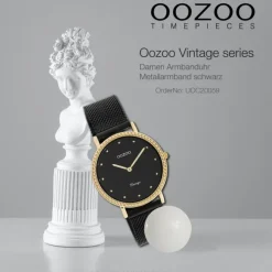 Oozoo Damen Armbanduhr Vintage Series Analog Metall schwarz UOC20059