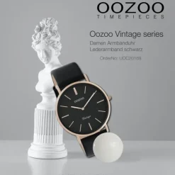 Oozoo Damen Armbanduhr Vintage Series Analog Leder schwarz UOC20169
