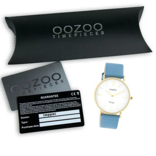 Oozoo Damen Armbanduhr Vintage C20224 Analog Leder babyblau UOC20224