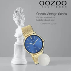 Oozoo Damen Armbanduhr Vintage Series Analog Metall Mesh gold UOC20291
