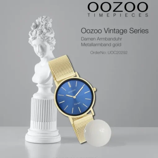 Oozoo Damen Armbanduhr Vintage Series Analog Metall Mesh gold UOC20292