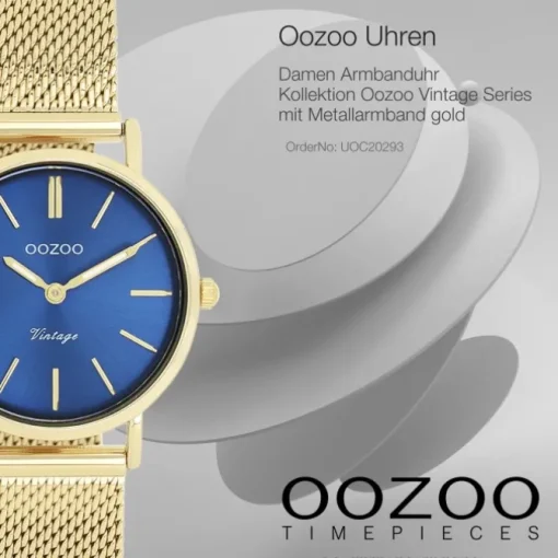 Oozoo Damen Armbanduhr Vintage Series Analog Metall Mesh gold UOC20293