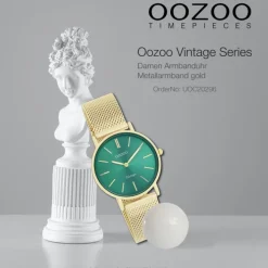 Oozoo Damen Armbanduhr Vintage Series Analog Metall Mesh gold UOC20296