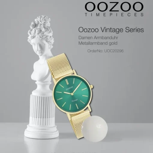 Oozoo Damen Armbanduhr Vintage Series Analog Metall Mesh gold UOC20296