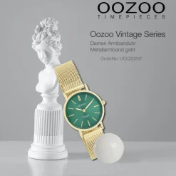 Oozoo Damen Armbanduhr Vintage Series Analog Metall Mesh gold UOC20297