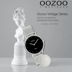 Oozoo Damen Armbanduhr Vintage Analog Edelstahl silber UOC20052