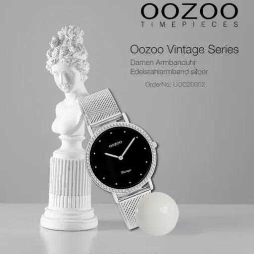 Oozoo Damen Armbanduhr Vintage Analog Edelstahl silber UOC20052