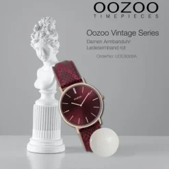 Oozoo Damen Armbanduhr Vintage Analog Leder rot UOC9306A