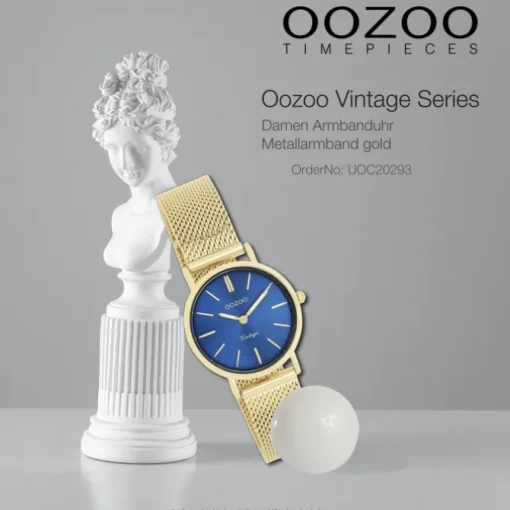 Oozoo Damen Armbanduhr Vintage Series Analog Metall Mesh gold UOC20293