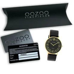 Oozoo Damen Armbanduhr Vintage Series Analog Leder schwarz UOC20185