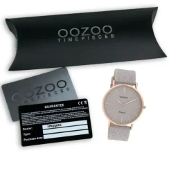 Oozoo Damen Armbanduhr Vintage Series Analog Leder grau UOC20162