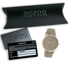 Oozoo Damen Armbanduhr Vintage Series Analog Silikon taupe grau UOC20170