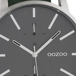 Oozoo Damen Herren Armbanduhr Timepieces Lederband grau, grün UOC10500