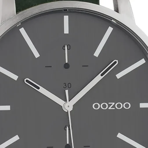 Oozoo Damen Herren Armbanduhr Timepieces Lederband grau, grün UOC10500