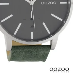 Oozoo Damen Herren Armbanduhr Timepieces Lederband grau, grün UOC10500