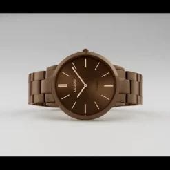 Oozoo Damen Herren Armbanduhr Ultra Slim C20103 Analog Edelstahl braun UOC20103