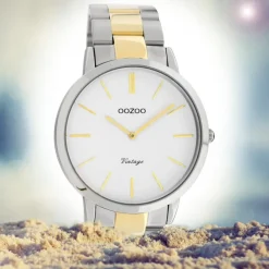 Oozoo Damen Herren Armbanduhr Ultra Slim C20101 Edelstahl silber gold UOC20101
