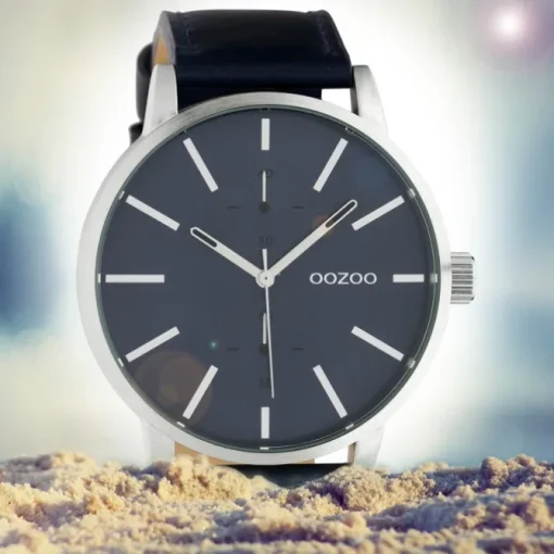 Oozoo Damen Herren Armbanduhr Timepieces Analog Leder dunkelblau UOC10501