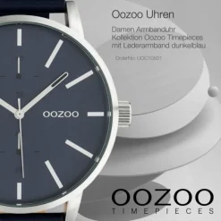 Oozoo Damen Herren Armbanduhr Timepieces Analog Leder dunkelblau UOC10501